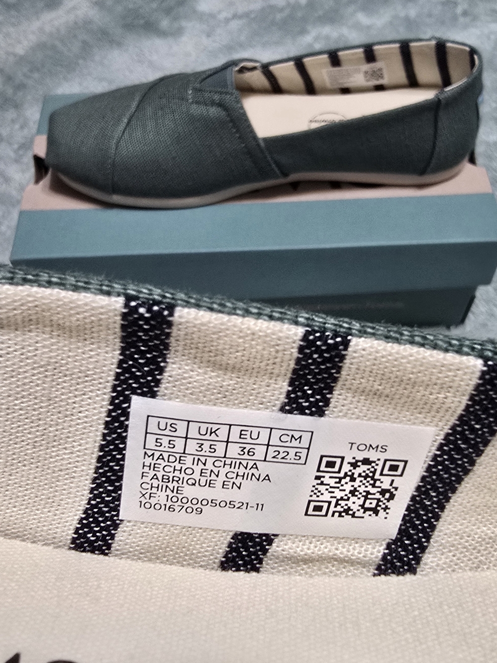Toms Women's Olive Green Canvas Slip-On Loafers - Picture 2 of 3